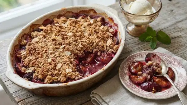 Yazın en hafif tatlılarından: Erikli crumble tarifi Img
